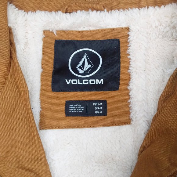 NWT Volcom Palm Drive Canvas Jacket Size M Rust Teddy Fleece Lined - Picture 9 of 11
